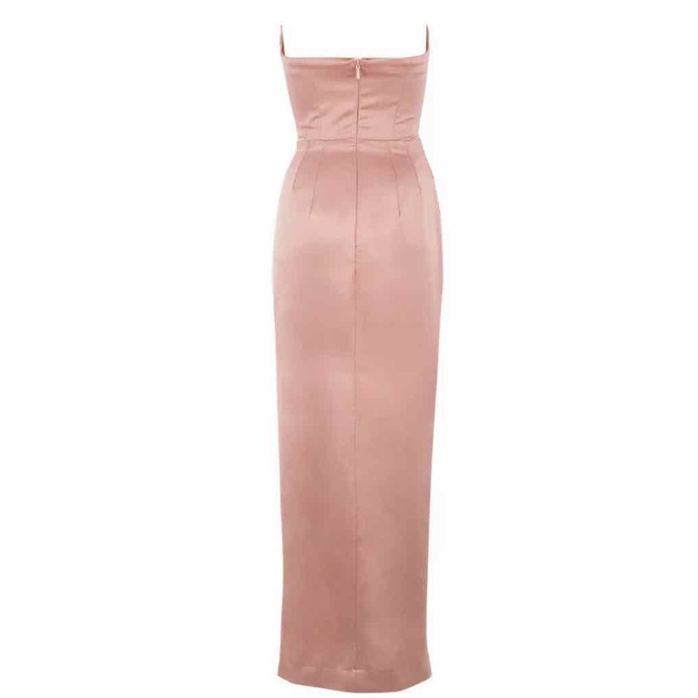 House of CB Adrienne Blush Satin Strapless Gown - Picture 8 of 14